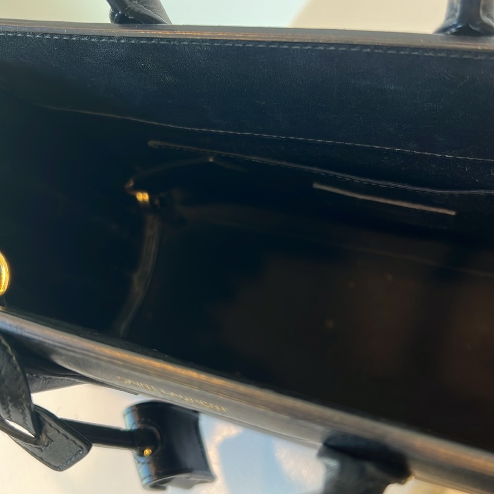 SAINT LAURENT SMALL SAC DE JOUR LEATHER TOTE BAG IN UMBER,NERO - Picture 11 of 16